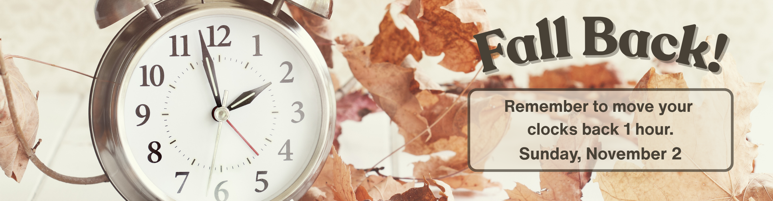 Fall back - set clocks back one hour